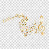 istock vector design element -gold colored sheet music - musical notes melody 1351107216