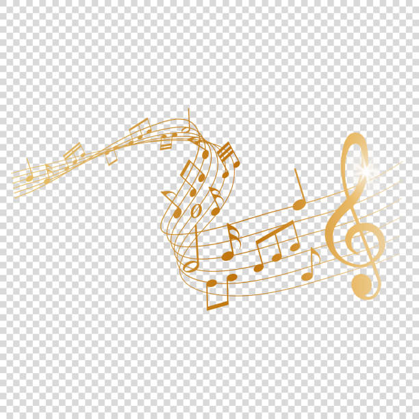 vector design element -gold colored sheet music - musical notes melody vector design element -gold colored sheet music - musical notes melody musician stock illustrations