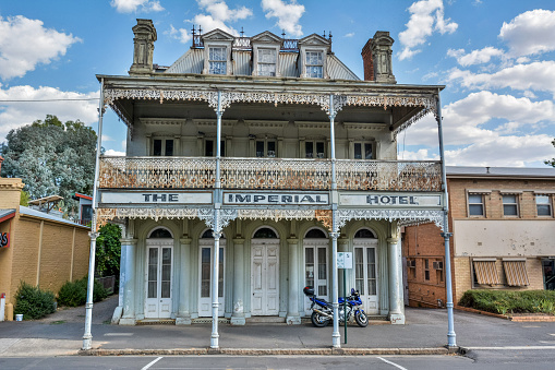 Castlemaine, Victoria, Australia - March 1, 2017. Historical building housing The Imperial Hotel in Castlemaine, VIC.