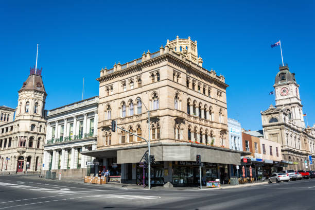 vista de rua em ballarat, vic - victoria quarter - fotografias e filmes do acervo