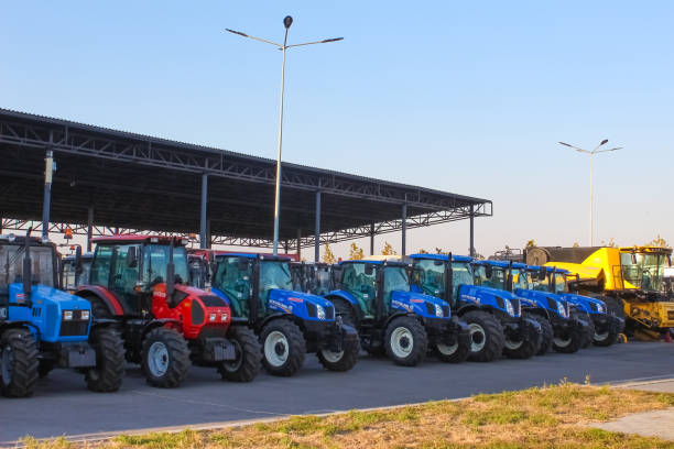 Kyiv, Ukraine - June 16, 2020: NEW HOLLAND T5.110 S tractor, New Holland is a global brand of agricultural machinery produced by CNH Industrial was founded in 1895 in New Holland, Pennsylvania