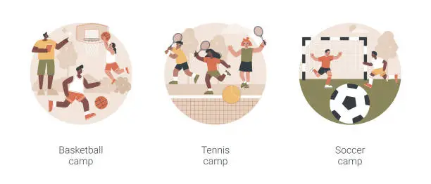 Vector illustration of Summer sport camp abstract concept vector illustrations.