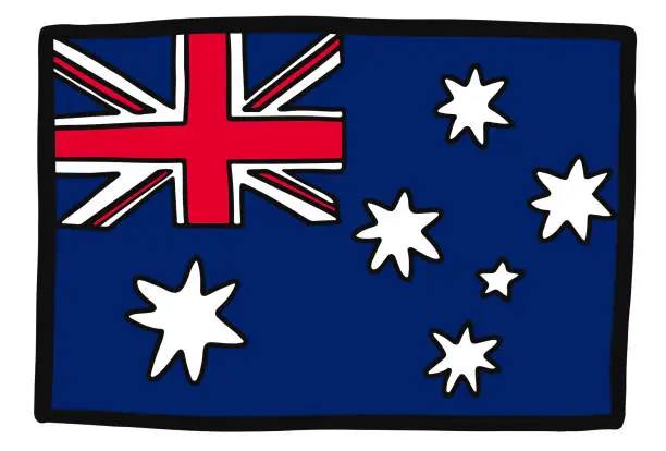 Vector illustration of Australia flag doodle style icon, vector illustration