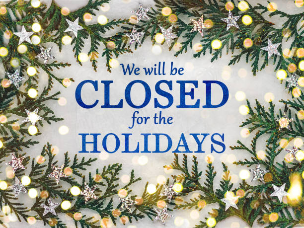istock We'll be closed for the holidays. Signboard 1351116256