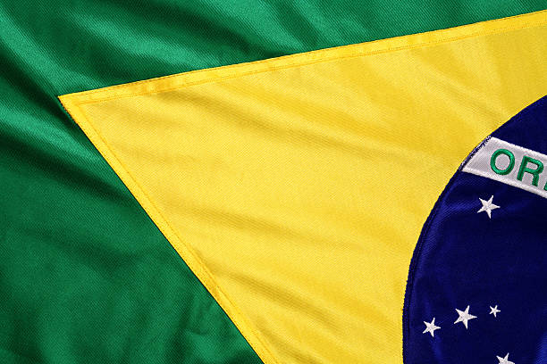 Brazilian flag in green and yellow stock photo