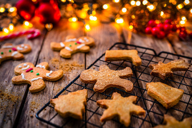 istock Christmas cookies on rustic wooden table 1351119674