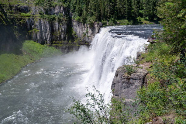 Photo of Upper Mesa Falls waterfall in Idaho during the summer