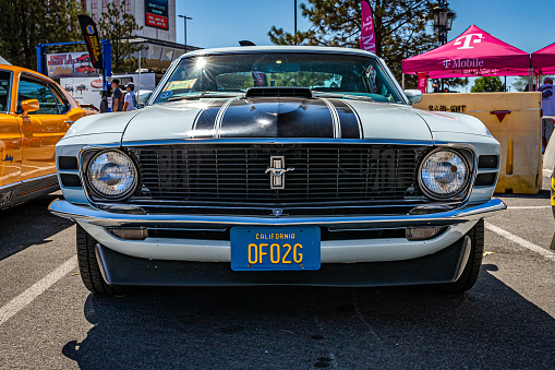 Reno, NV - August 4, 2021: 1970 Ford Mustang Boss 302 Fastback at a local car show.