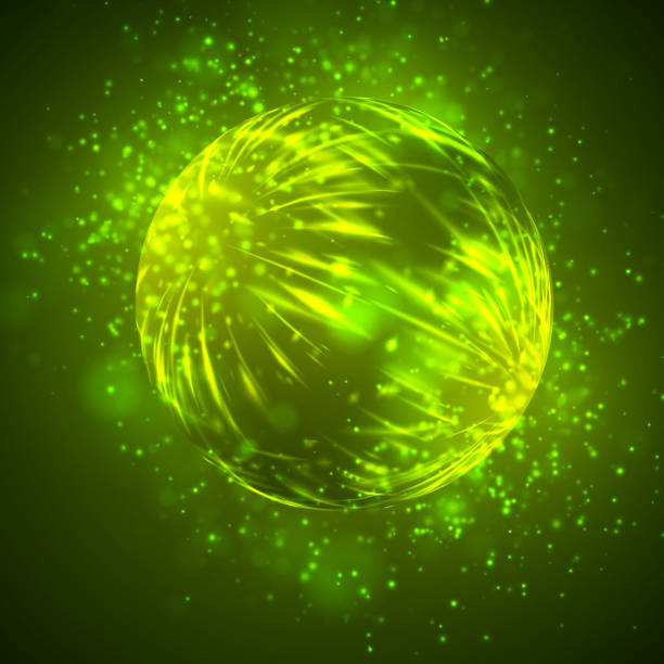 istock a bright green colored energy stream swirling against a dark background. vector abstract concept 1351123953