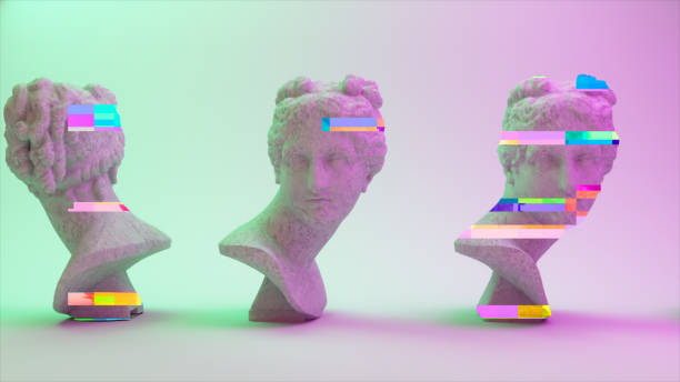 istock Glitch of Venus head on light background. 3d illustration 1351123976