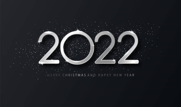 Silver 2022 Happy New Year Elegan background. Holyday template for design card, banner. Silver 2022 Happy New Year Elegan background. Holyday template for design card, banner silver medal stock illustrations