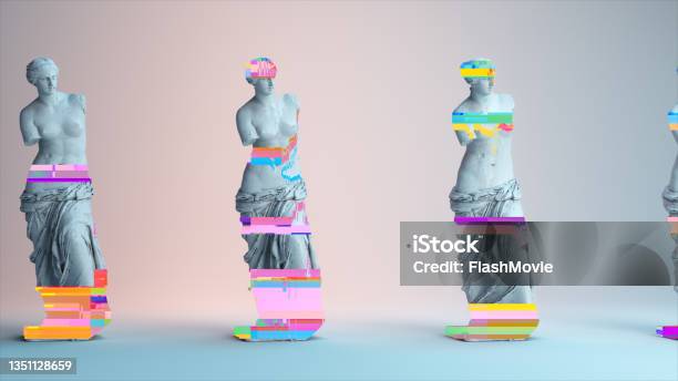 Ancient Roman White Marble Rotating Statue Of Venus On A Light Background 3d Illustration Stock Photo - Download Image Now