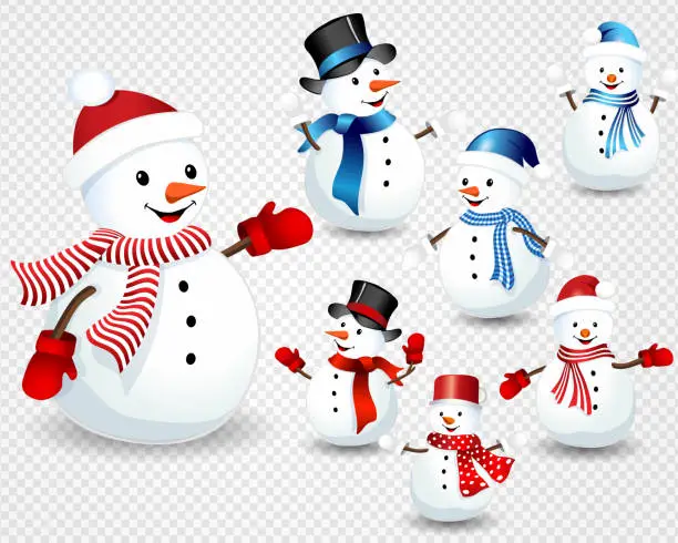 Vector illustration of Cute Snowmen