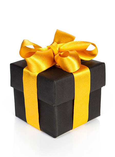 istock black gift box with golden ribbon 135114180