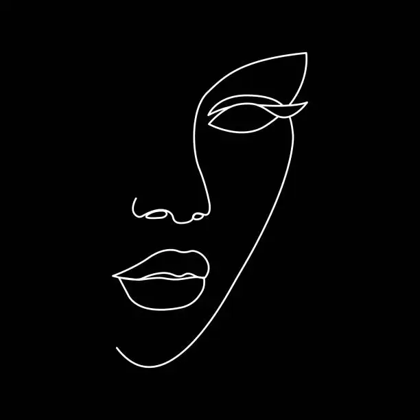 Vector illustration of A silhouette of woman face. Minimalist illustration.