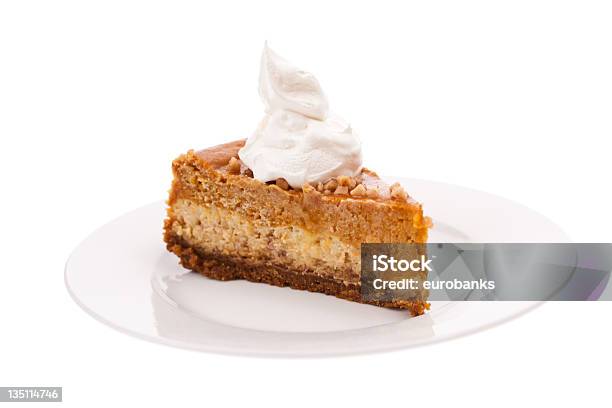 Pumpkin Cheesecake Isolated On White Stock Photo - Download Image Now - Pumpkin, Cheesecake, Cut Out