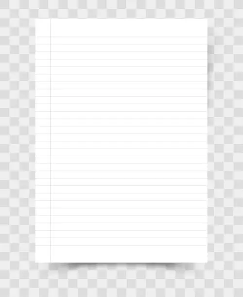 Vector illustration of White Lined Paper Sheet Vector Illustration