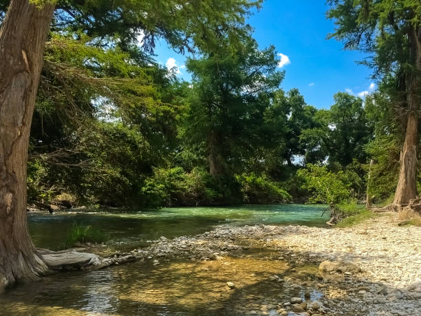 istock Clear Calm River with Rocky Shore 1351150156