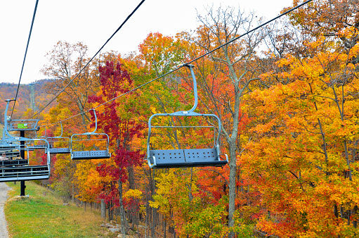 Fall Ski Lift with Foliage
