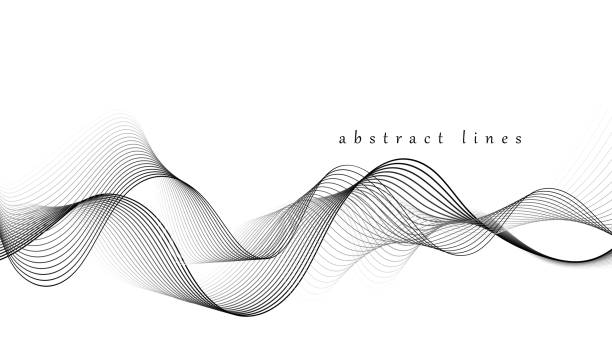 Vector abstract flowing wave lines background. Design element for presentation. website template Vector abstract black flowing wave lines background. Design element for presentation, cover, website template. Blend black lines radio silhouettes stock illustrations