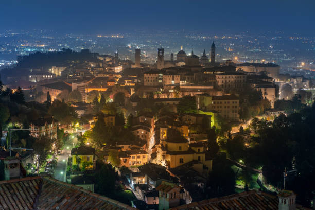 The ancient city of Bergamo The ancient city of Bergamo in the evening bergamo stock pictures, royalty-free photos & images