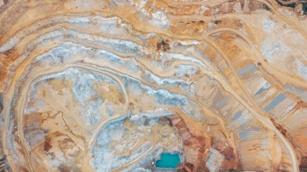 istock Sand quarry from a great height, beautiful orange patterns on the rocks 1351151413