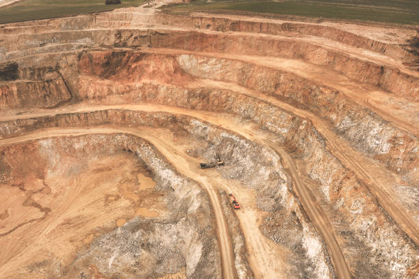 istock Sand quarry from a great height, beautiful orange patterns on the rocks 1351151434