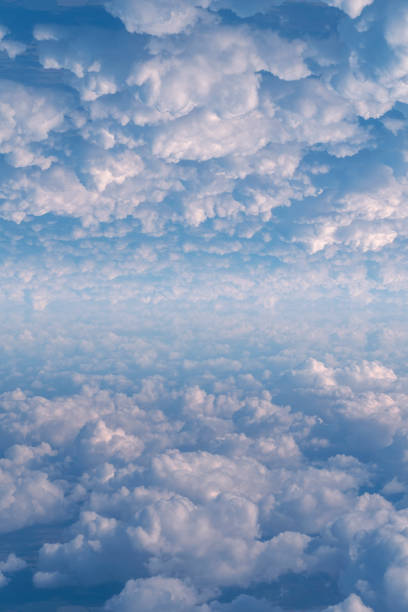 Blue sky and white clouds and mirror reflection, in day time