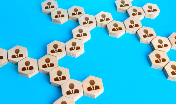 istock An expanded network of connected chains of people. Cooperation for solving tasks. Networking. Connecting groups of people, uniting around idea. Assistance and collaboration. Unity and diversity. 1351151768