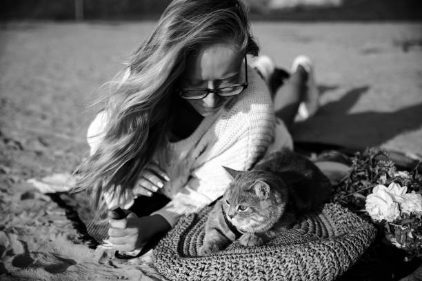 istock Woman With A Kitten Scottish Straight 1351153417
