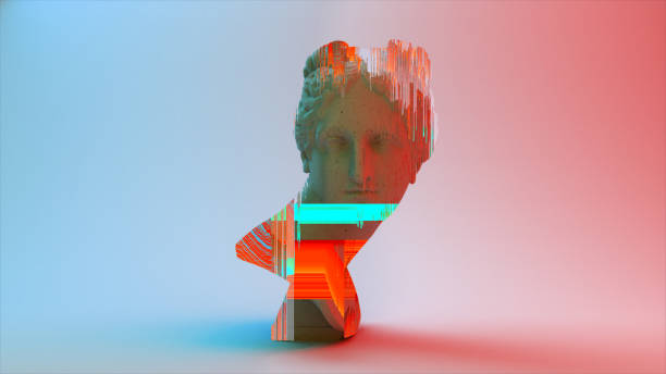 istock Glitch of Venus head on light background. 3d illustration 1351153521
