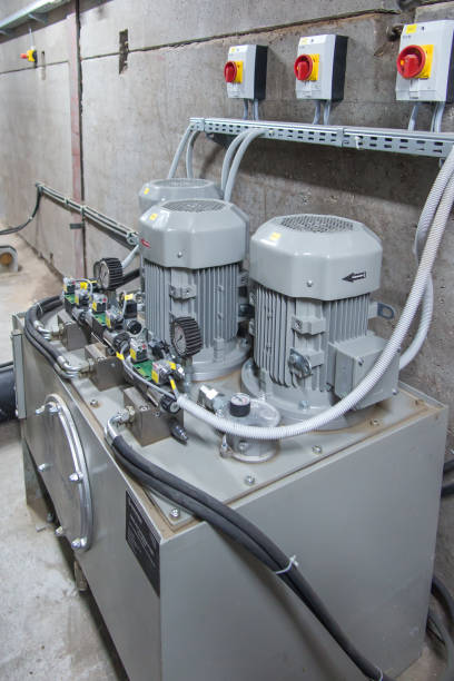 istock Hydraulic power unit to control the actuators in the bulk material 1351154473