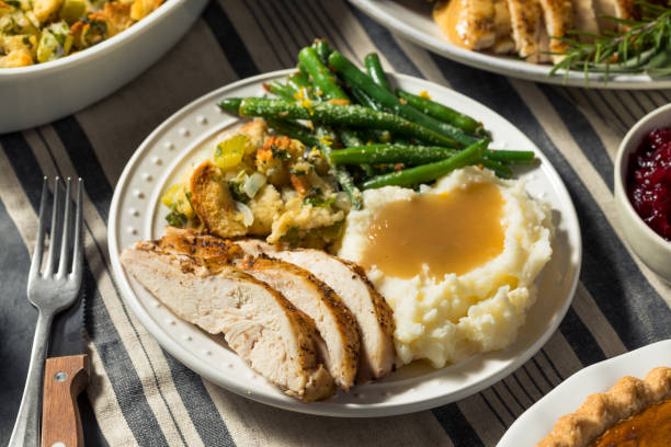 istock Homemade Thanksgiving Day Turkey Dinner Plate 1351155027