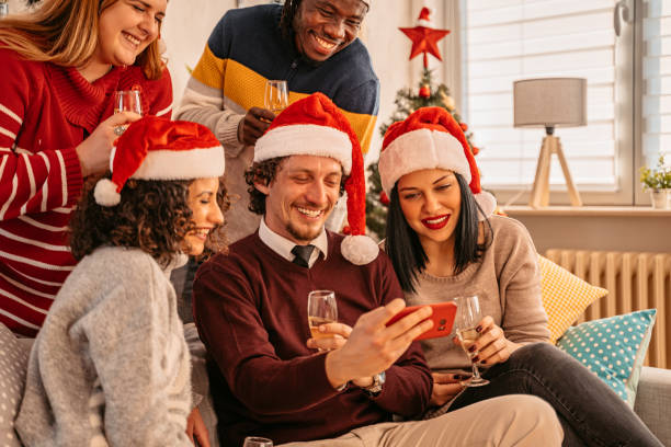 istock Friends celebrate new year at home 1351159314