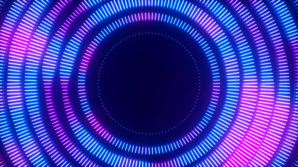 istock Visualization of a glowing circle. Pink blue 3d illustration 1351164243