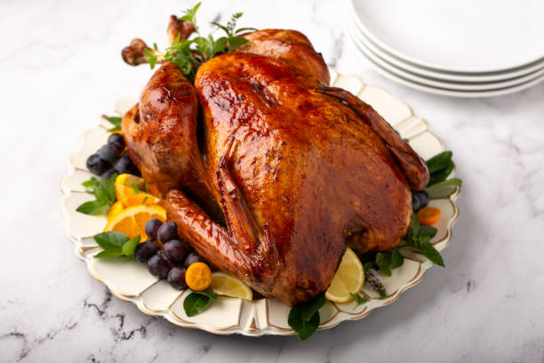 istock Festive roasted turkey for a celebration dinner 1351167288