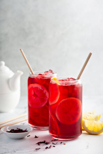 istock Lemon hibiscus tea served cold with ice 1351167355