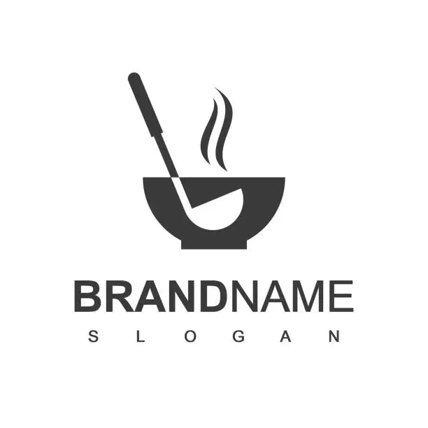 Vector illustration of Soup Cafe And Restaurant Logo, Cooking Symbol