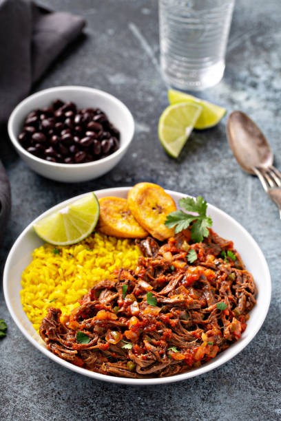 istock Ropa vieja, flank steak dish with rice 1351182287
