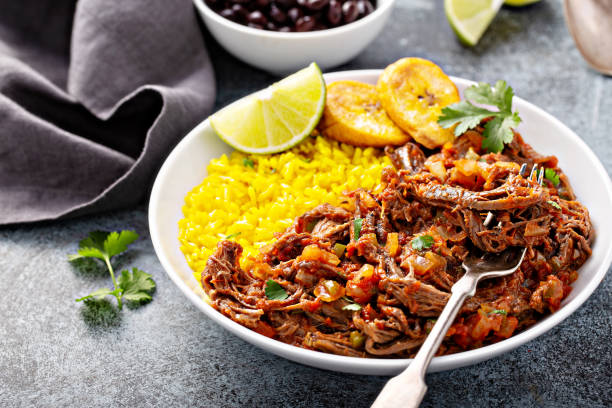 istock Ropa vieja, flank steak dish with rice 1351182295