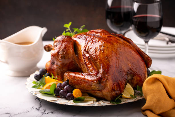 istock Whole roasted turkey for a celebration dinner 1351182305