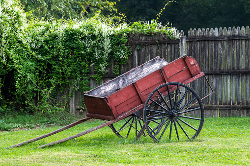 Hand pulled cart in backyard