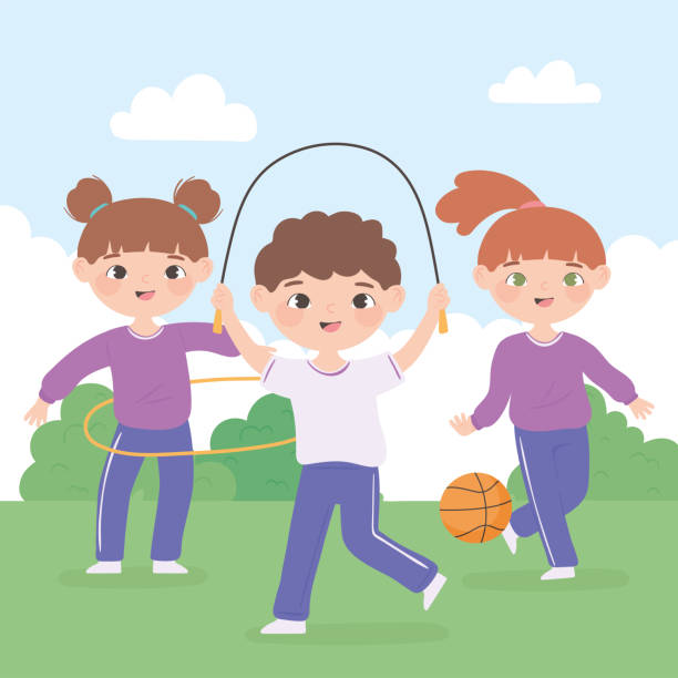 dzieci trenujące sport - basketball little boys male young adult stock illustrations