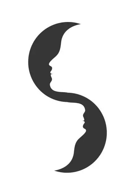 Vector illustration of Androgynous symbol. Narcissistic personality disorder sign