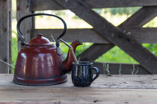Kettle and yerba mate to drink the traditional infusion of Argentina and South America