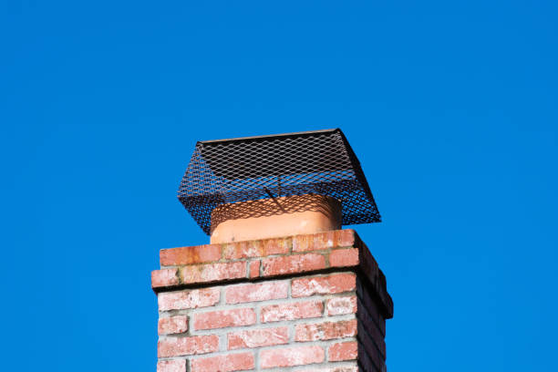 Chimney cap installed to prevent critters entry to home, attic, building.