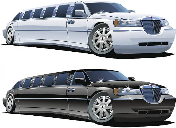 Vector illustration of Vector cartoon limousines