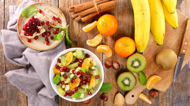 istock autumn fresh fruit salad with ingredient 1351206840