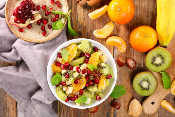 istock autumn fresh fruit salad with ingredient 1351206845