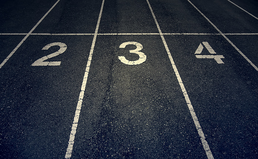 Detail of number to run on an athletics, sports and health care track